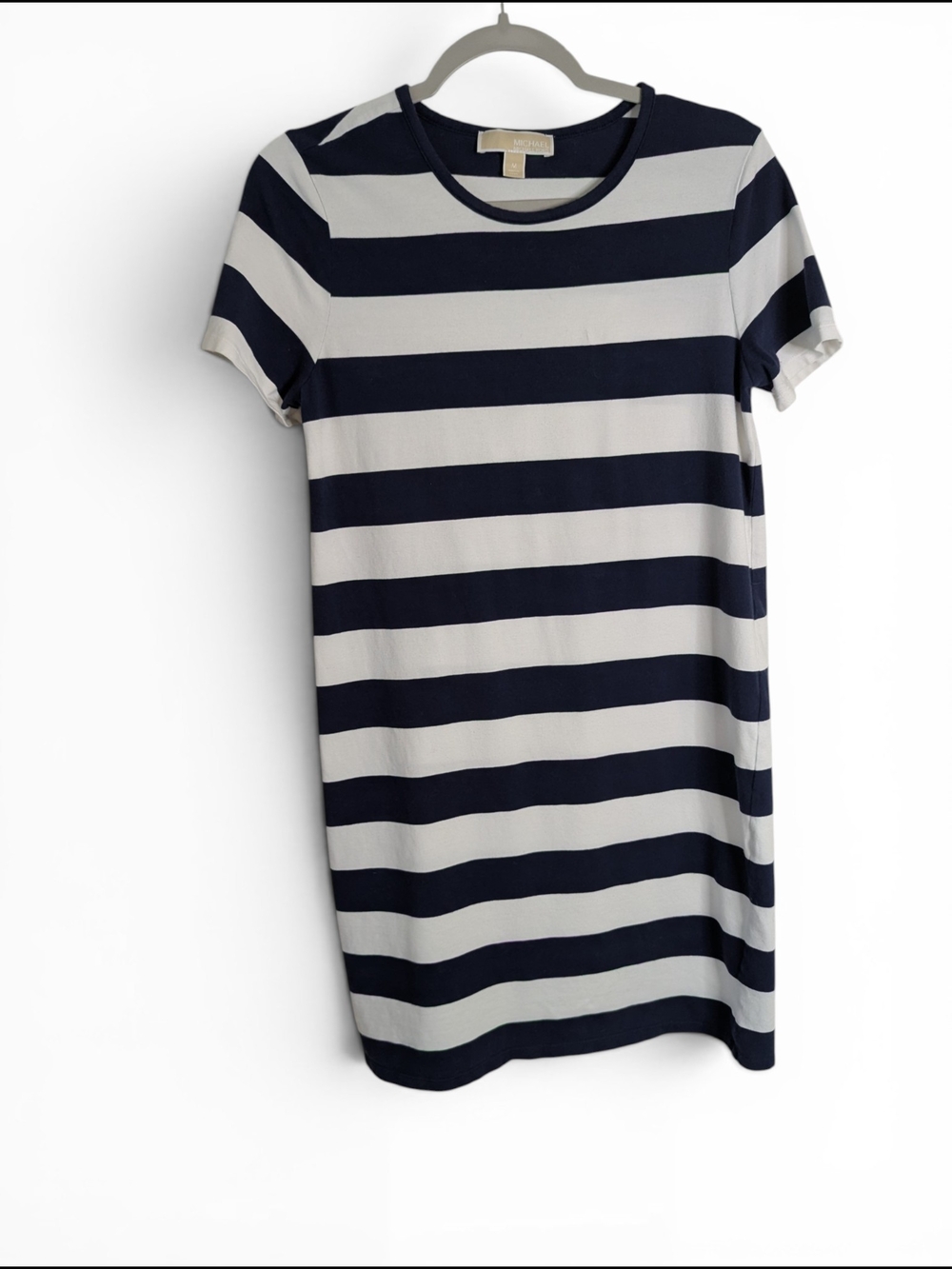 Michael Kors Navy and White Striped Rugby T-Shirt Dress